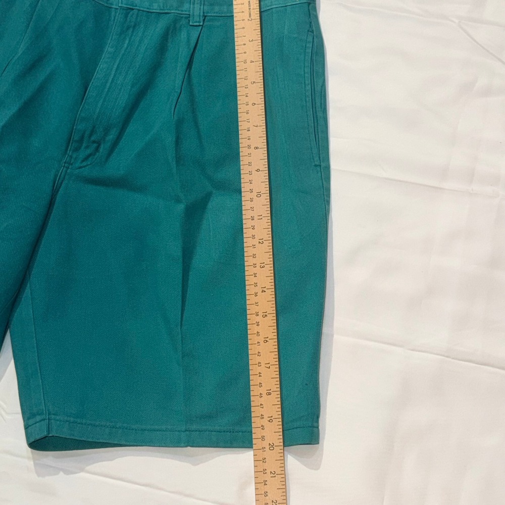 Duck Head Pleated Shorts Mens 33 Teal Green Vintage 100% Cotton Chino Preppy - Picture 4 of 9
